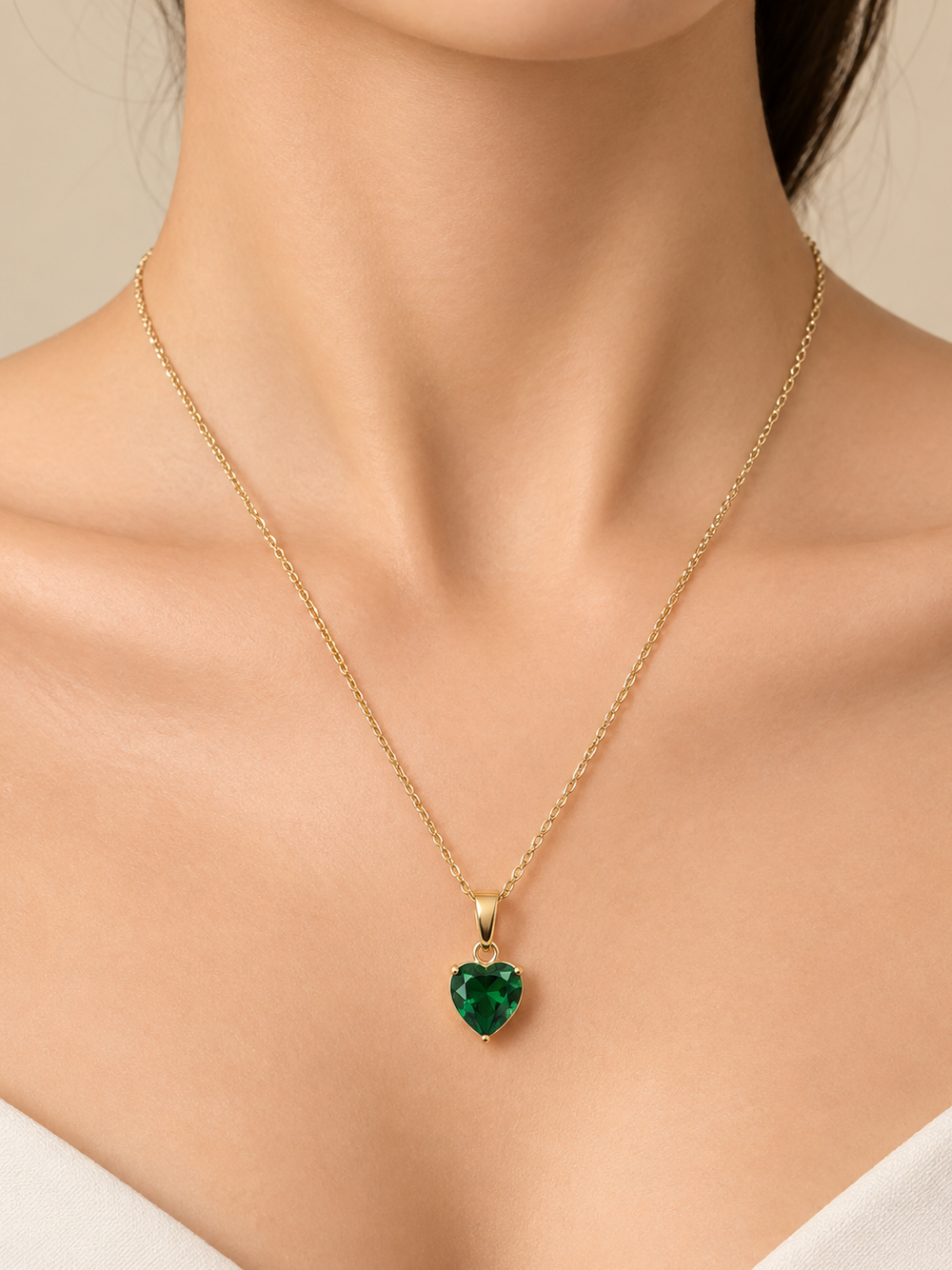 Emerald Heart Gold Necklace