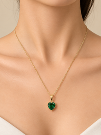 Emerald Heart Gold Necklace