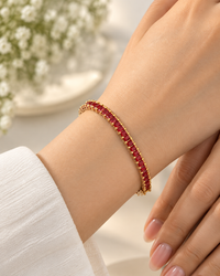 Ruby Cascade Gold Tennis Bracelet