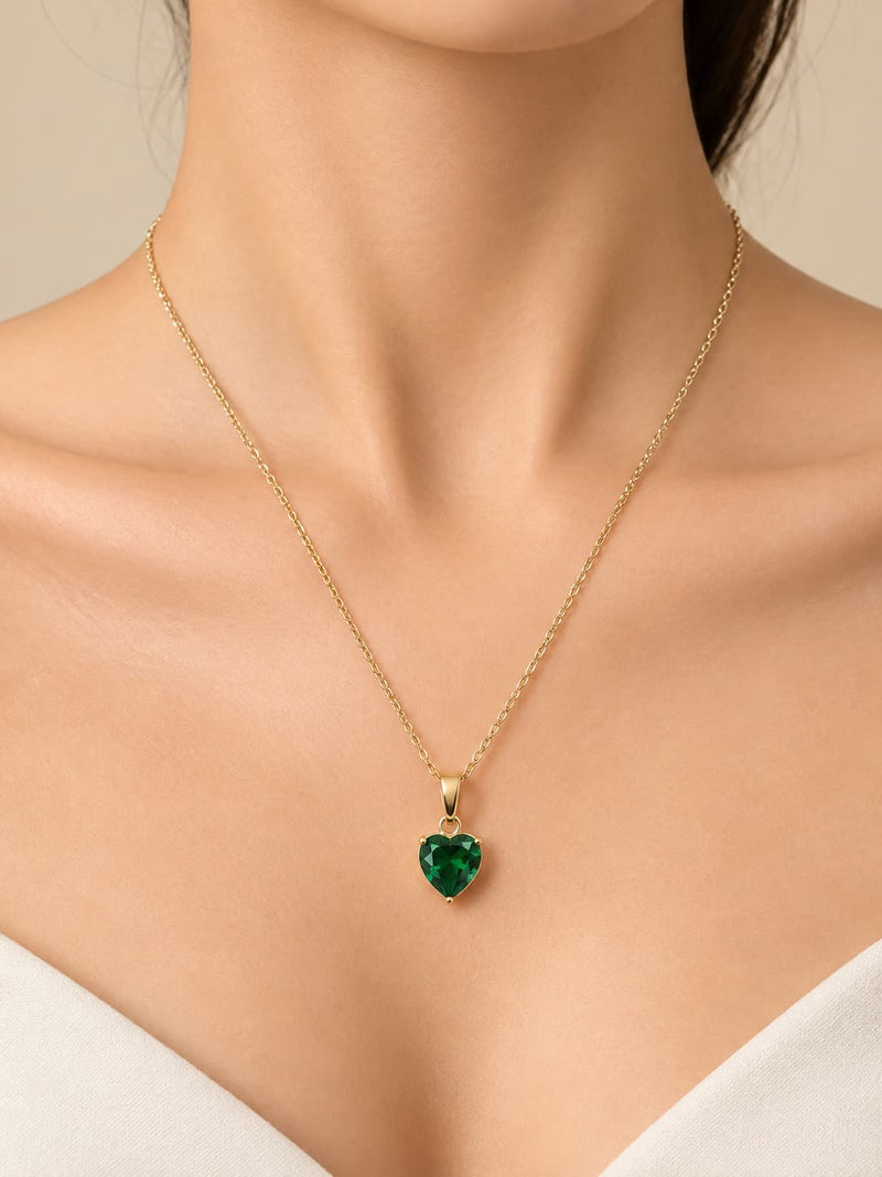 Emerald Heart Gold Necklace