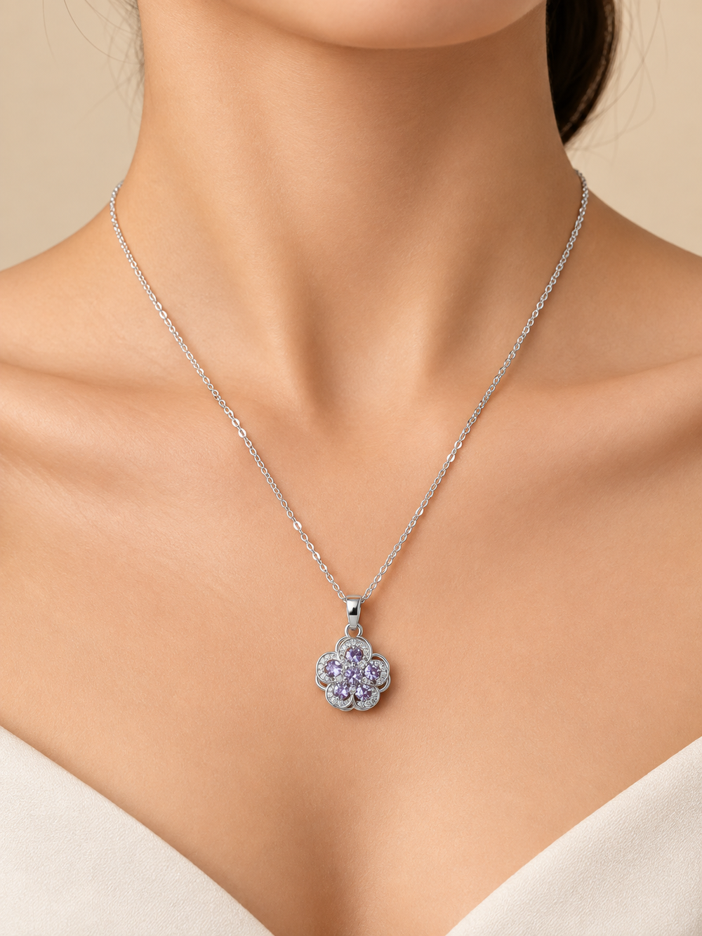 Lavender Blossom Pendant Necklace